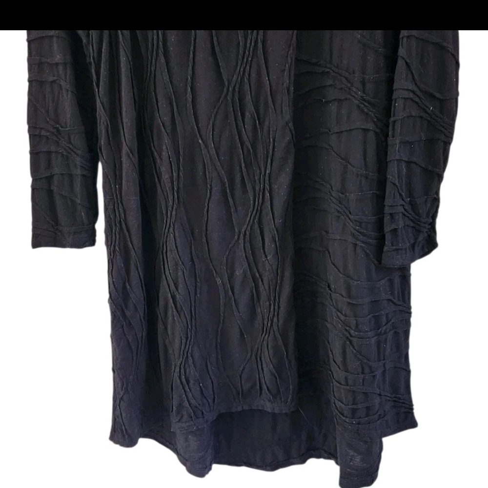 Chalet Et Ceci Black Textured Hi Lo Hem Cowl Neck Crinkled Dress Lagenlook Small - Picture 3 of 7